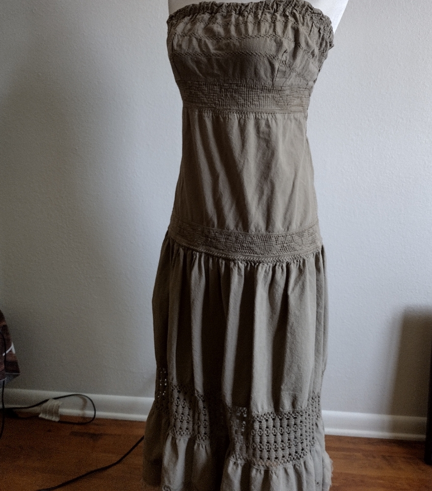 Cotton Natural Strapless long boho dress